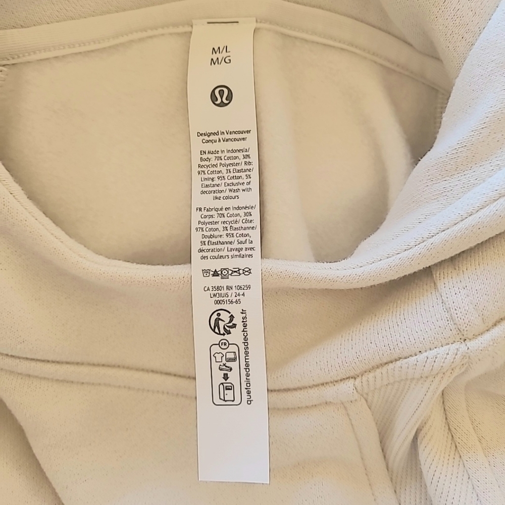 lululemon athletica | Scuba Oversized Fleece Side Slit Hoodie Bone M/L - Picture 8 of 8